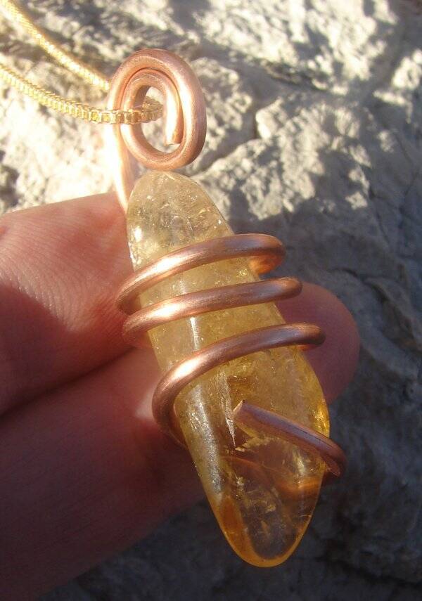 Kundalini African Congo Citrine Lemurian Pendant, Genuine South Africa #321