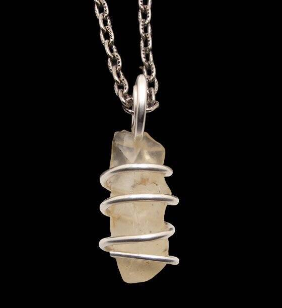 AUTHENTIC Libyan Desert Glass! Meteorite Sterling Silver Pendant #501