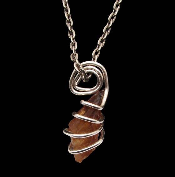 RARE AFRICAN CONGO LEMURIAN NATURAL CITRINE KUNDALINI QUARTZ WAND PENDANT #49
