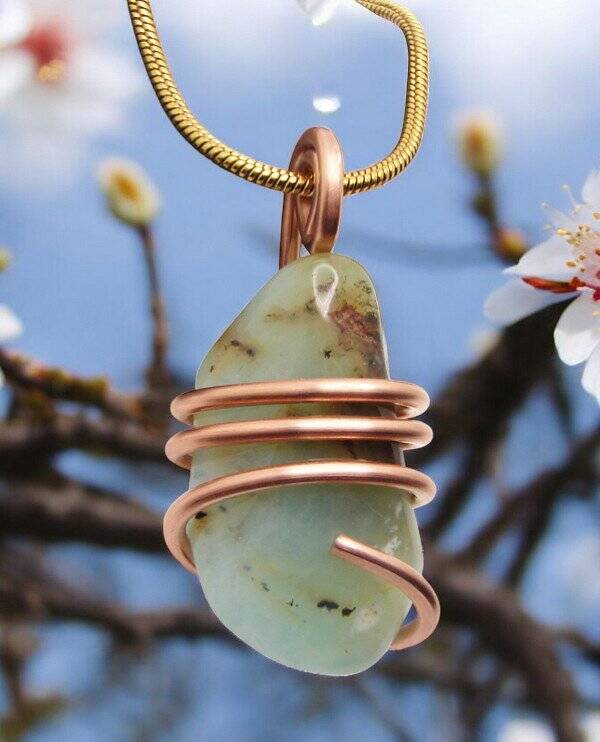 Real Crystals CHRYSOCOLLA PENDANT Handmade Talisman Stress Reliever Calm #13