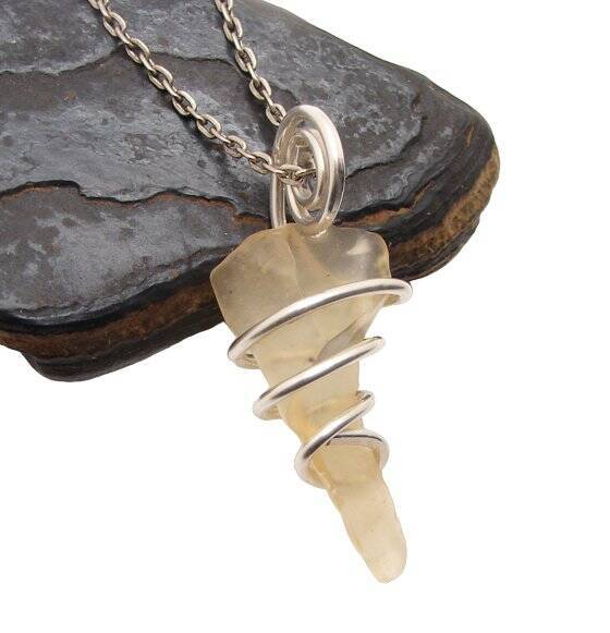 AUTHENTIC Libyan Desert Glass! Meteorite Sterling Silver Pendant 400