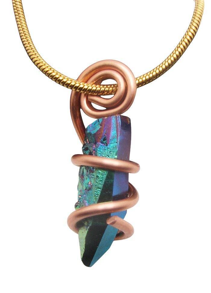 Rainbow Aura Amethyst Cluster Pendant Titanium Crystals Quartz #63