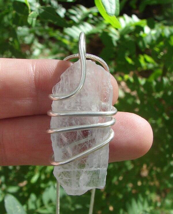 Real Crystals Raw Pendant Celestite Gemstone Necklace Sterling Silver #11