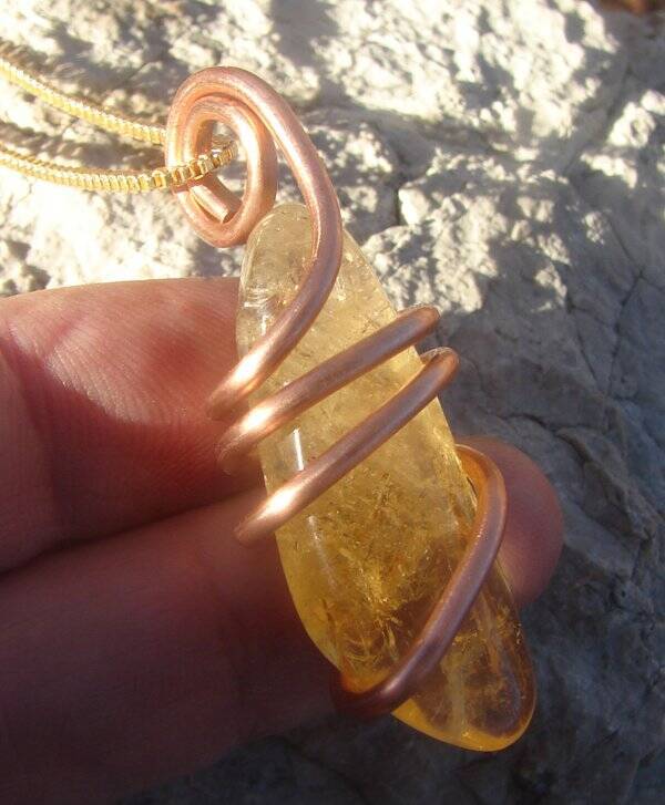 Kundalini African Congo Citrine Lemurian Pendant, Genuine South Africa #321