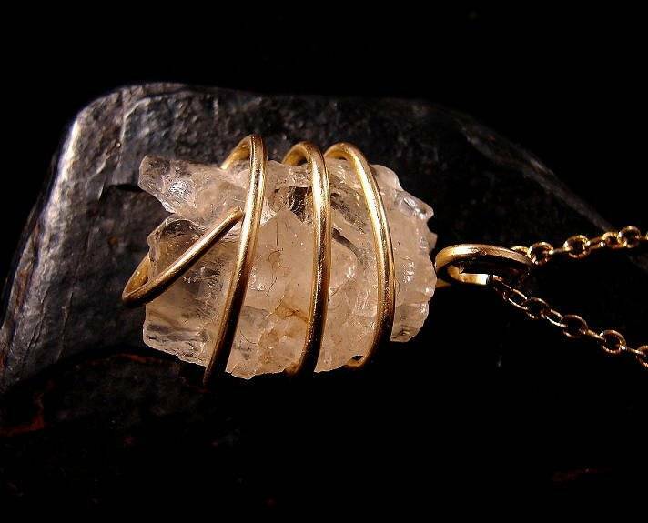 PETALITE Crystal PENDANT -THE INTENT CRYSTAL IN BRONZE 106