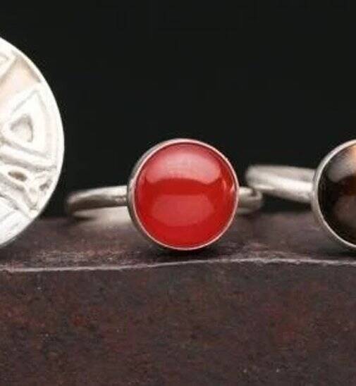 ENERGY RING JEWELRY ~VISIONS~ ORANGY ORANGE STERLING SILVER SS SIZE 6.75 #2