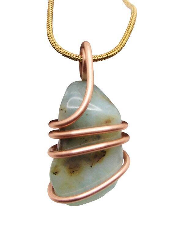 Real Crystals CHRYSOCOLLA PENDANT Handmade Talisman Stress Reliever Calm #13