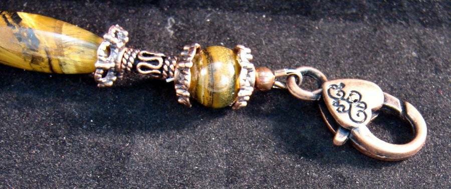 Genuine Amber Bracelet with Tiger's Eye and Love Charm