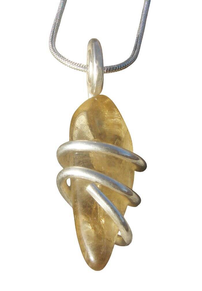 Kundalini African Congo Citrine Lemurian Pendant, Genuine South Africa #303