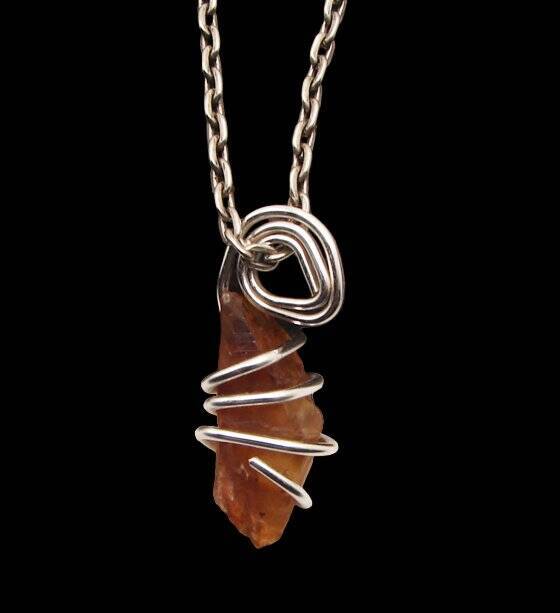 RARE AFRICAN CONGO LEMURIAN NATURAL CITRINE KUNDALINI QUARTZ WAND PENDANT #49