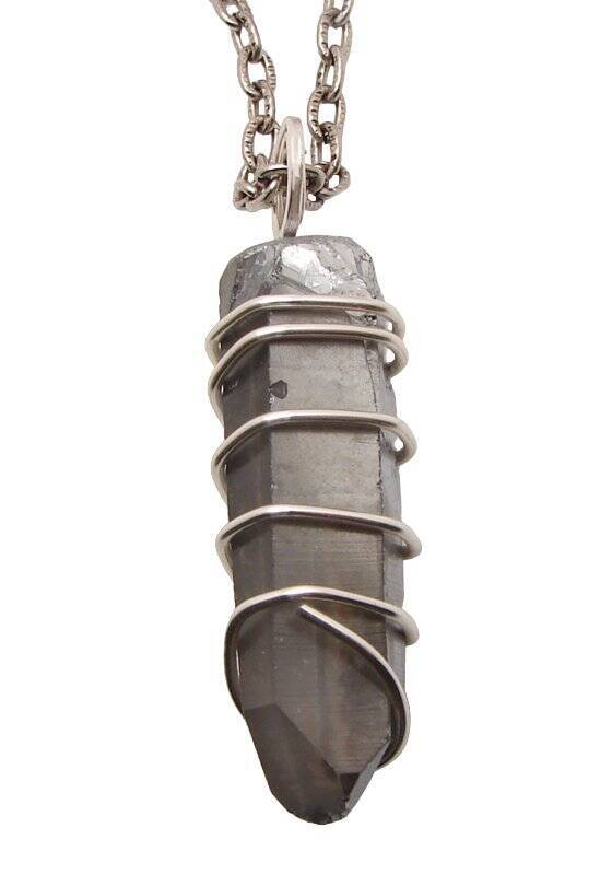 SILVER AURA PENDANT STERLING SILVER COPPER LEMURIAN SEED QUARTZ #12