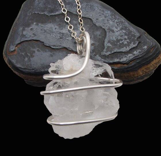 FADEN QUARTZ CRYSTAL PENDANT ASTRAL TRAVEL, STERLING SILVER #106