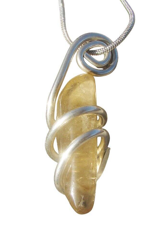 Kundalini African Congo Citrine Lemurian Pendant, Genuine South Africa #303