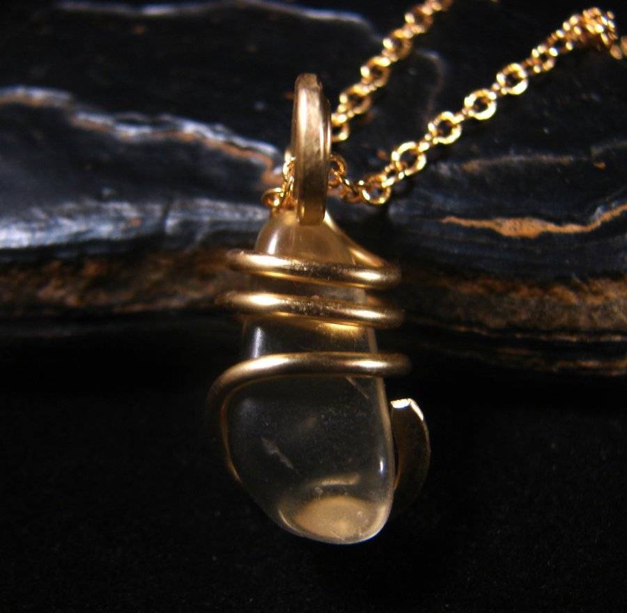 Golden Labradorite Hand Forged Pendant Merlins Gold Bronze Creativity 11