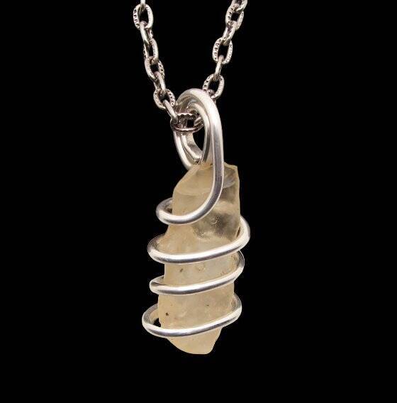 AUTHENTIC Libyan Desert Glass! Meteorite Sterling Silver Pendant #501