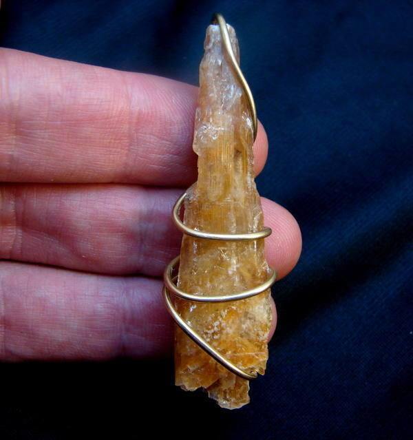 Golden Selenite Pendant Crystal Wand - Psychic Pathways