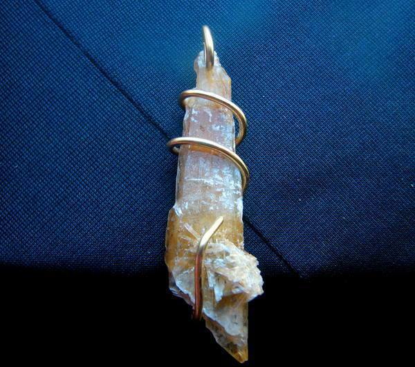 Golden Selenite Pendant Crystal Wand - Psychic Pathways