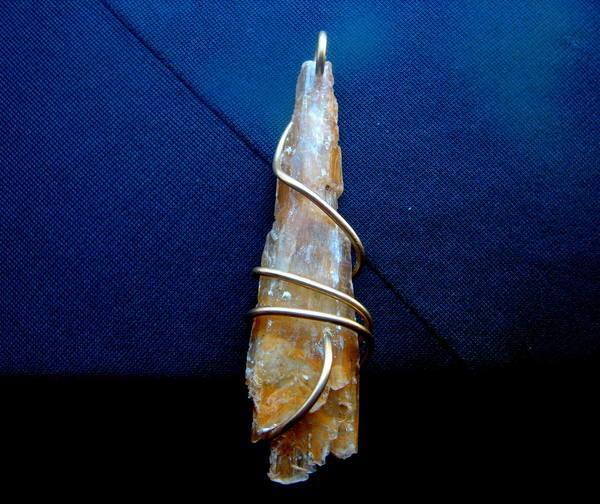 Golden Selenite Pendant Crystal Wand - Psychic Pathways