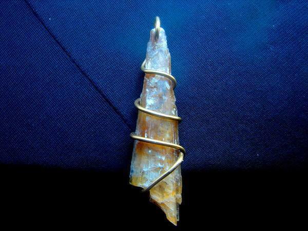 Golden Selenite Pendant Crystal Wand - Psychic Pathways
