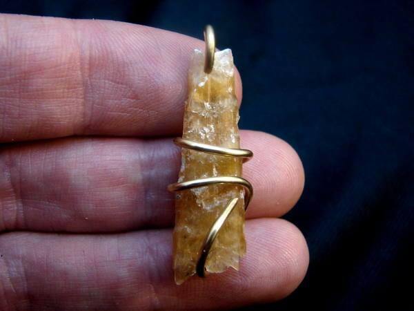 Golden Selenite Pendant Crystal Wand - Psychic Pathways