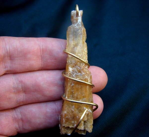 Golden Selenite Pendant Crystal Wand - Psychic Pathways